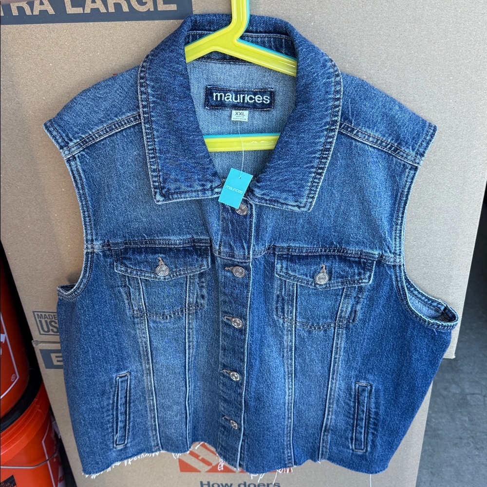 Maurices Blue Denim jean Vest XXL NEW WITH TAG - Picture 2 of 8